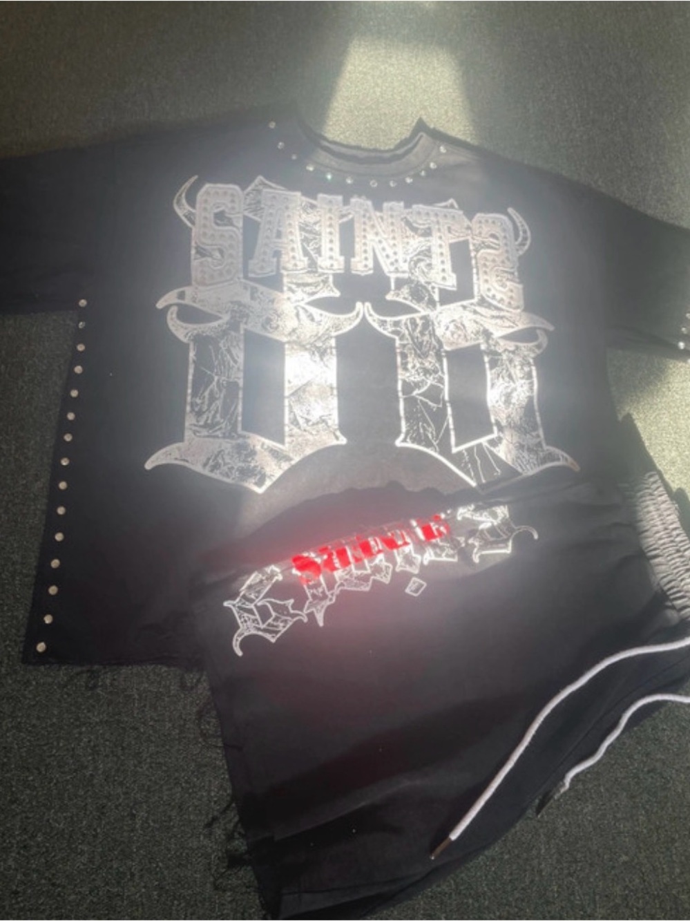 & Other Stories Black Short Sleeve Graphic Tee with Matching Shorts
